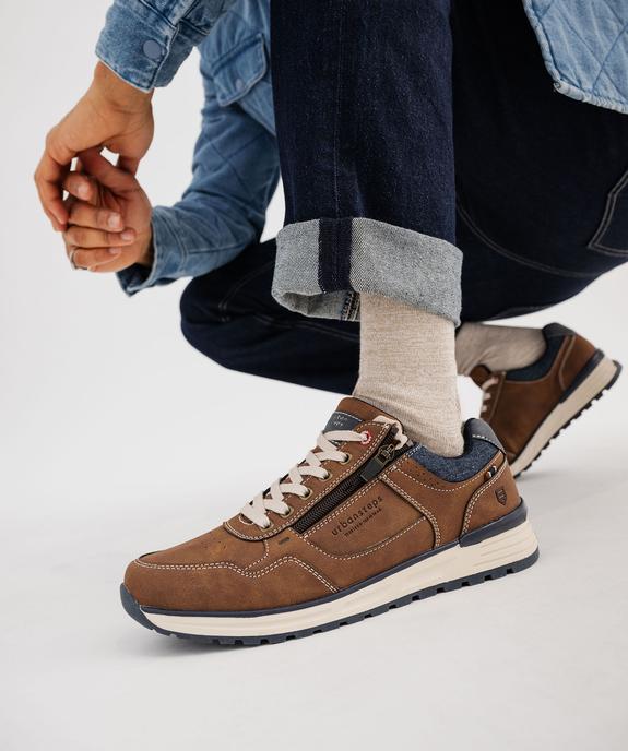 Baskets casual à lacets et zip homme vue1 - URBAN STEPS - GEMO