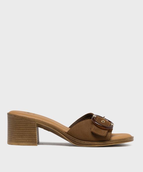 Mules à talon dessus cuir femme - Tanéo vue1 - TANEO - GEMO