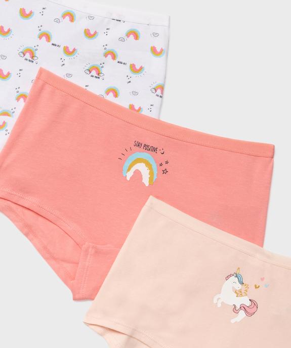 Boxers en coton stretch à motifs féeriques fille (lot de 3) vue2 - GEMO 4G FILLE - GEMO
