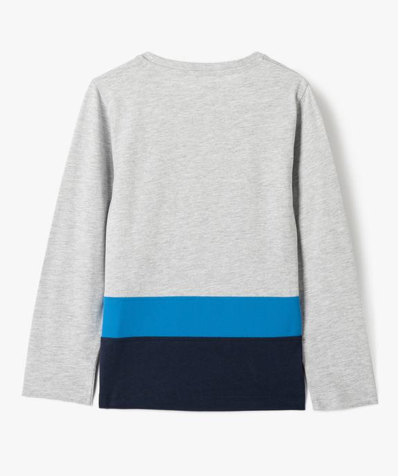 Tee-shirt garçon à manches longues multimatière vue3 - GEMO (ENFANT) - GEMO
