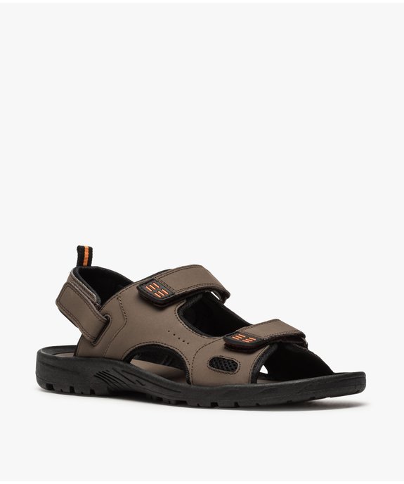 Sandales homme bi-matières fermeture trois bandes scratch vue2 - GEMO (CASUAL) - GEMO