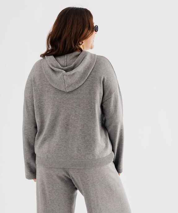 Pull à capuche coupe loose en fine maille femme vue3 - GEMO (G TAILLE) - GEMO