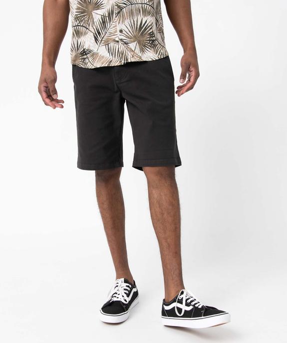 Bermuda homme en toile extensible 5 poches coupe chino vue1 - GEMO (HOMME) - GEMO