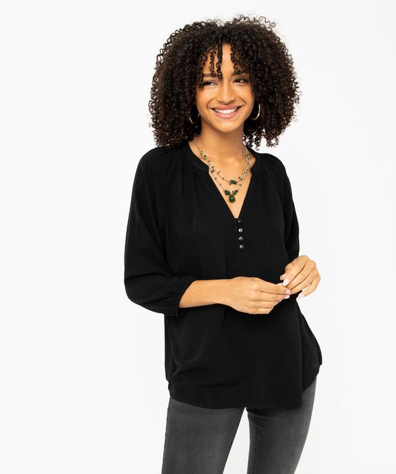 Blouse en viscose fluide unie à manches 3/4 femme vue1 - GEMO(FEMME PAP) - GEMO