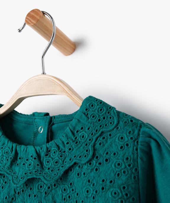 Tee-shirt bébé fille manches longues à col en broderie anglaise vue2 - GEMO(BEBE DEBT) - GEMO
