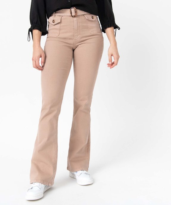 Pantalon femme en toile extensible coupe Bootcut vue1 - GEMO(FEMME PAP) - GEMO