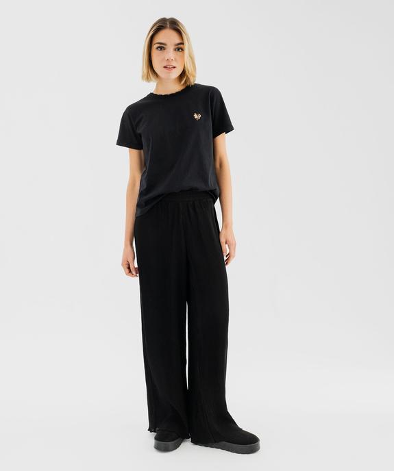 Pantalon large et fluide en voile plissé femme - GEMO(FEMME PAP) Pantalon large et fluide en voile plissé femme vue5 - GEMO(FEMME PAP) - GEMO