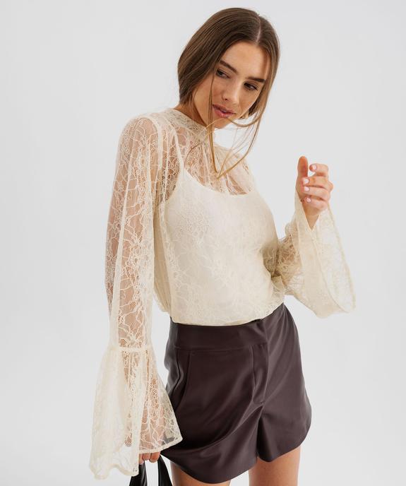 Blouse manches longues en dentelle transparente femme vue2 - GEMO(FEMME PAP) - GEMO