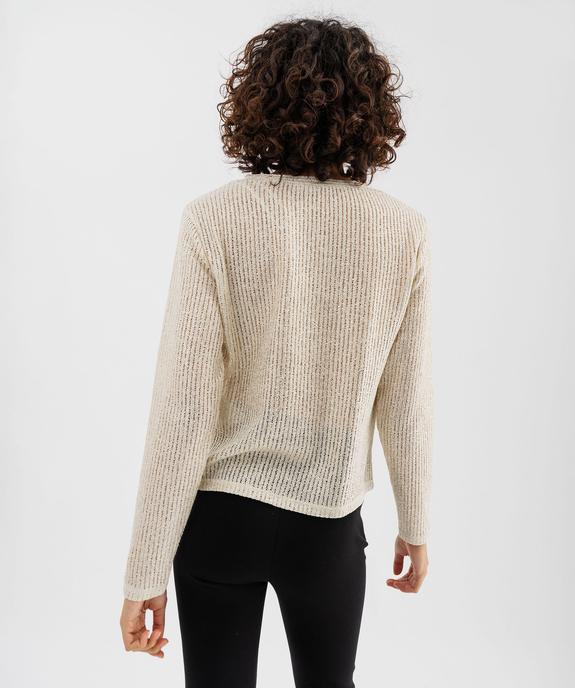 Tee-shirt manches longues scintillant en maille ajourée femme vue3 - GEMO(FEMME PAP) - GEMO