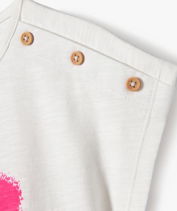 Tee-shirt fille avec motif sur le buste et boutons sur l’épaule vue3 - GEMO 4G FILLE - GEMO