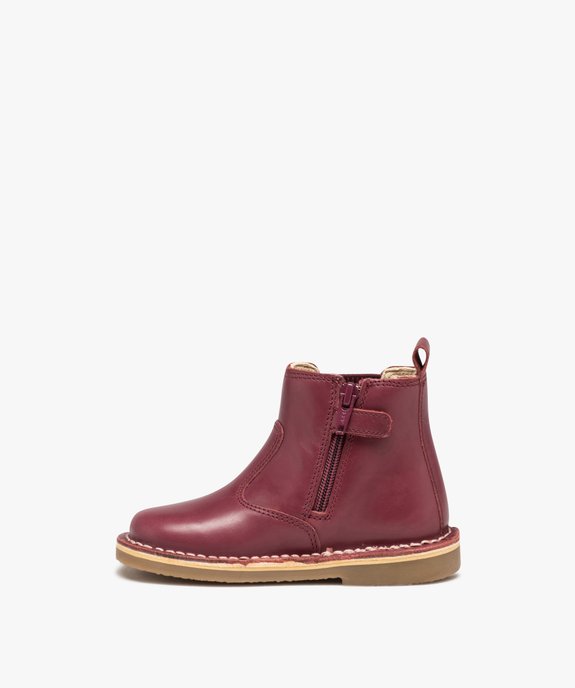 Boots bébé fille en cuir uni style Chelsea - Kickers  vue3 - KICKERS - GEMO