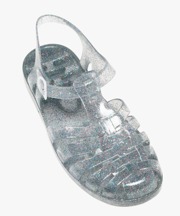 Sandales de plage femme transparentes à bout fermé et à paillettes vue5 - GEMO (PLAGE) - GEMO