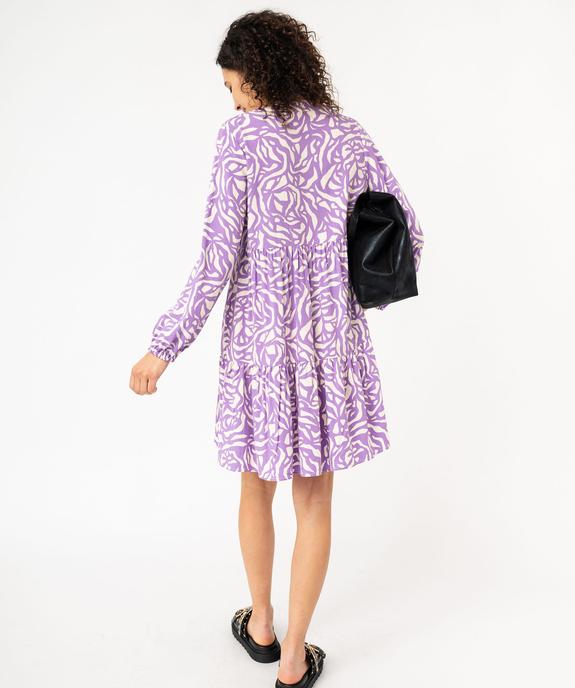 Robe imprimée à manches longues avec volants femme vue3 - GEMO(FEMME PAP) - GEMO