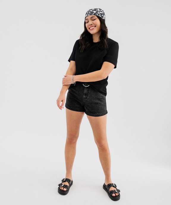 Short en jean coupe large taille haute femme vue4 - GEMO(FEMME PAP) - GEMO