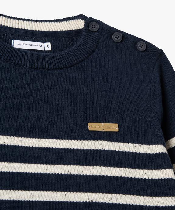 Pull à rayures garçon - LuluCastagnette vue3 - LULUCASTAGNETTE - GEMO