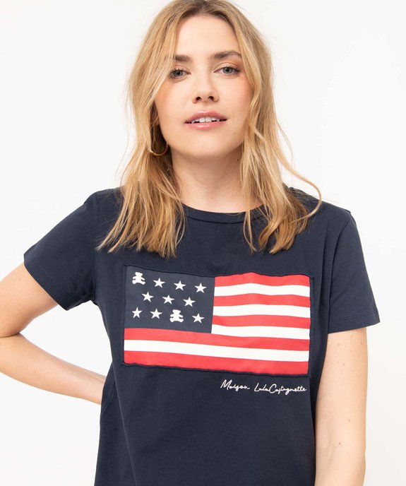 Tee-shirt femme avec drapeau américain - LuluCastagnette vue1 - LULUCASTAGNETTE - GEMO