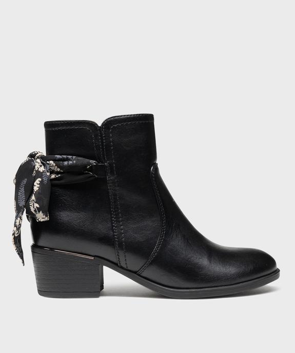 Boots à talon cubain et foulard noué femme vue1 - EMILIA ROSA - GEMO