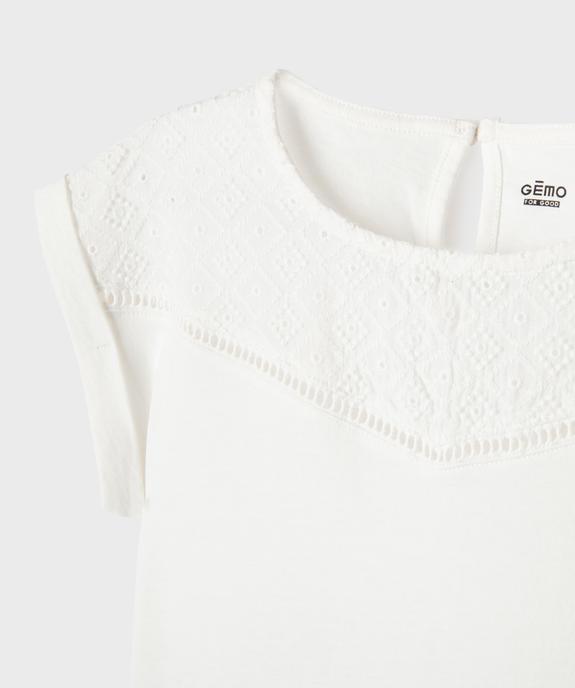 Tee-shirt manches courtes avec détails brodés fille vue2 - GEMO 4G FILLE - GEMO