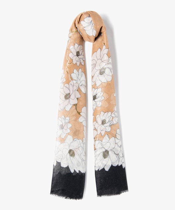 Foulard à motifs fleuris avec reflets scintillants femme vue1 - GEMO 4G FEMME - GEMO