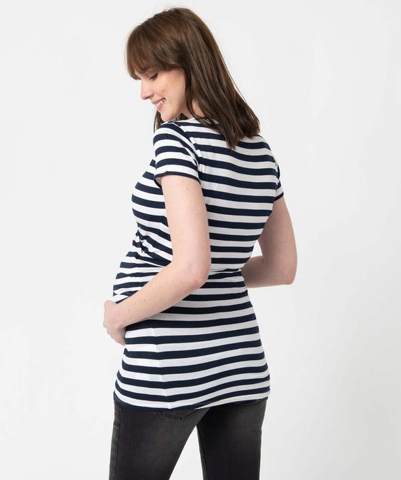 Tee-shirt de grossesse et allaitement cache-cœur rayé vue3 - GEMO (MATER) - GEMO