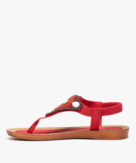 Sandales femme plates à entre-doigts orné de perles vue3 - GEMO (CASUAL) - GEMO
