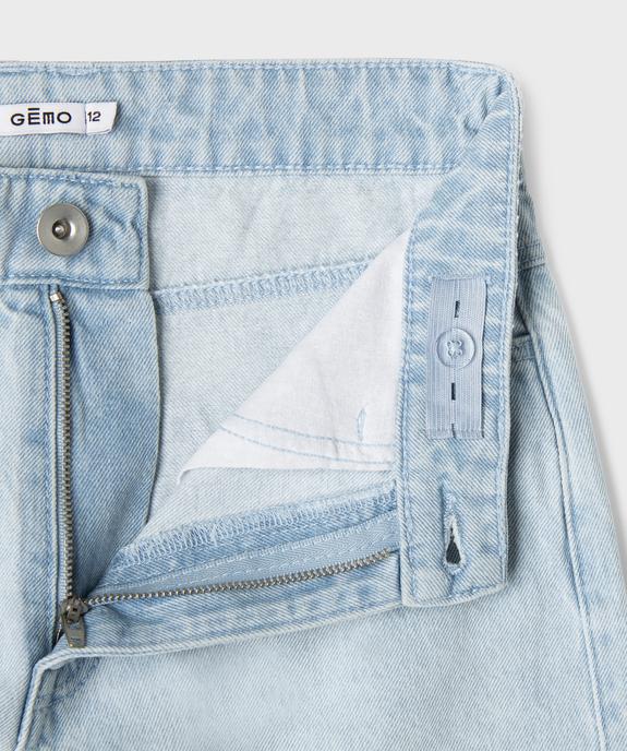 Bermuda en jean taille haute finition sans coutures fille vue2 - GEMO 4G FILLE - GEMO