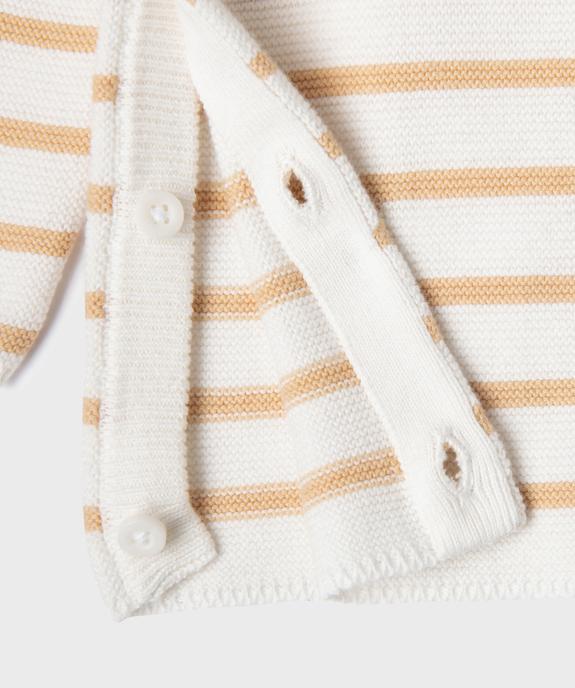Pull brassière rayé avec fermeture sur le côté bébé vue3 - GEMO(BB COUCHE) - GEMO
