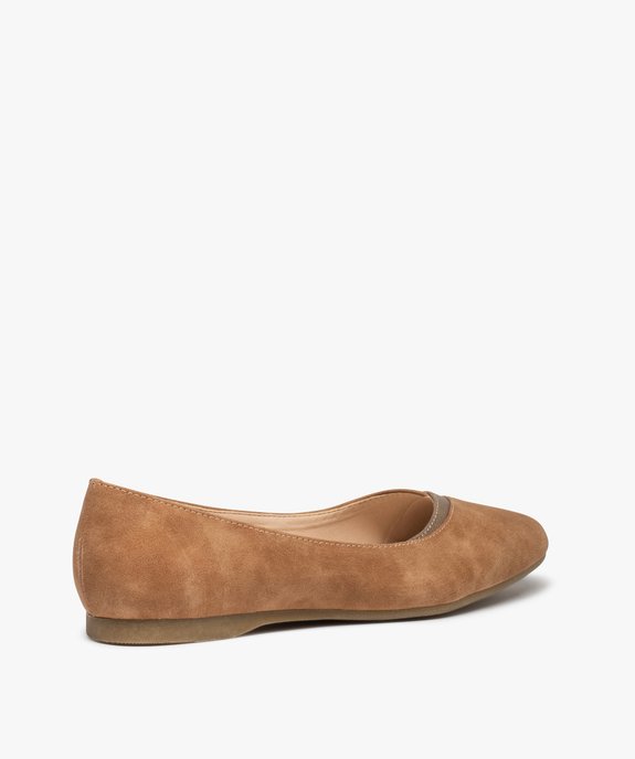 Ballerines femme en suédine empiècement métallisé vue4 - GEMO(URBAIN) - GEMO