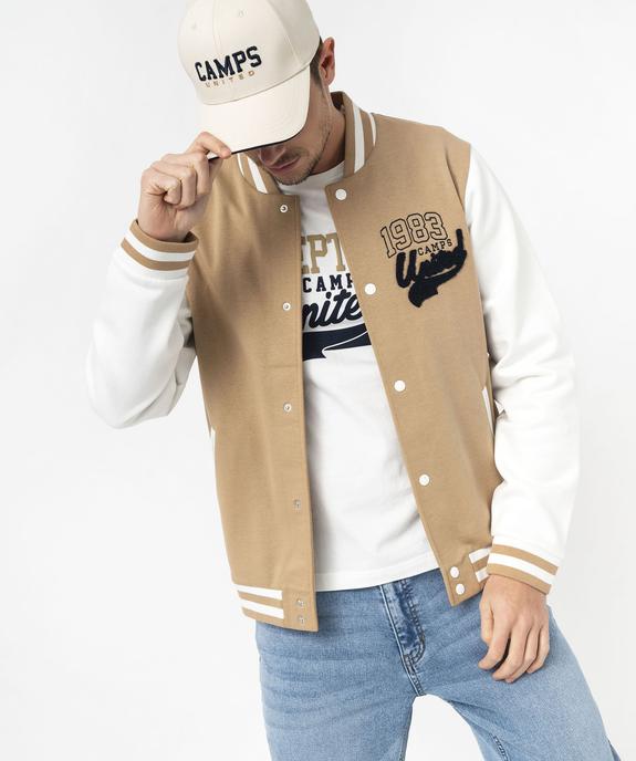 Sweat pressionnée en molleton façon veste collège homme vue3 - CAMPS - GEMO
