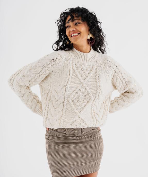 Pull torsadé à col montant femme - LuluCastagnette vue1 - LULUCASTAGNETTE - GEMO