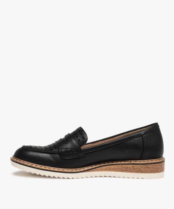 Mocassins femme unis à semelle crantée vue3 - GEMO 4G FEMME - GEMO