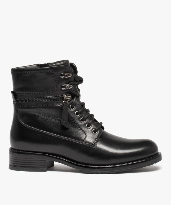 Boots femme à lacets dessus cuir uni - Tanéo vue2 - TANEO - GEMO