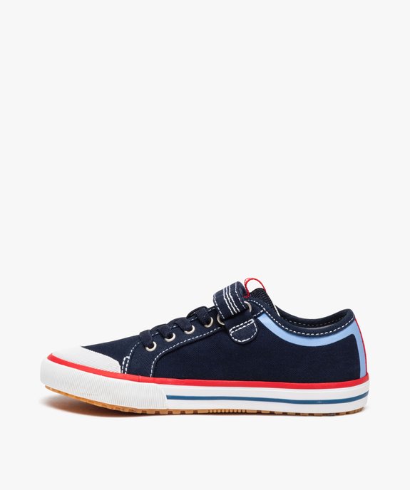 Baskets garçon en toile tricolores avec scratch - Kickers vue3 - KICKERS - GEMO