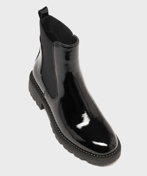 Boots femme vernies style Chelsea à semelle crantée vue13 - 5 MILES - GEMO