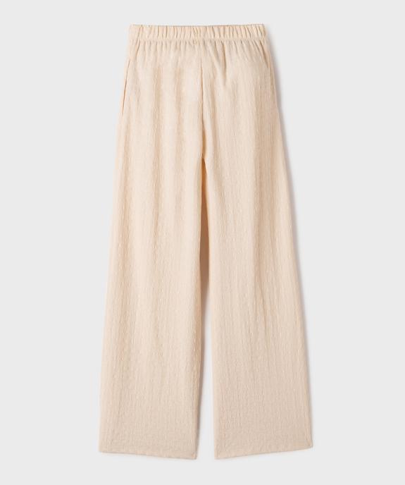Pantalon large et fluide en matière texturée fille vue3 - GEMO 4G FILLE - GEMO