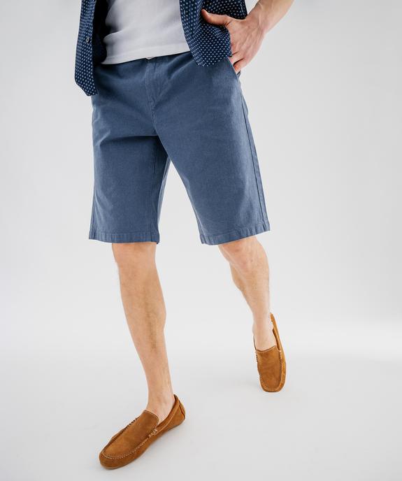 Bermuda en coton extensible coupe Regular avec ceinture tressée homme vue1 - GEMO (HOMME) - GEMO