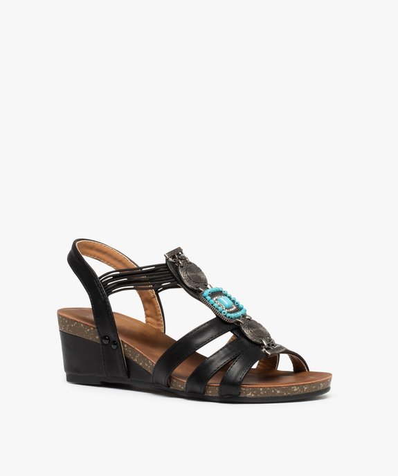 Sandales femme à talon dessus uni orné de perles et métal vue2 - GEMO(URBAIN) - GEMO
