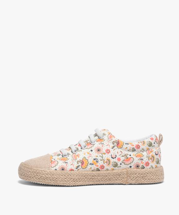 Baskets fille en toile avec semelle en corde dessus imprimé mille fleurs vue3 - GEMO (ENFANT) - GEMO