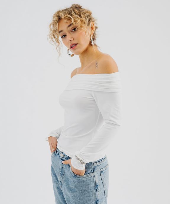 Tee-shirt manches longues avec col Bardot femme vue1 - GEMO(FEMME PAP) - GEMO