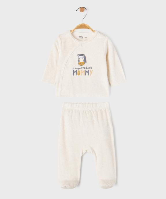 Pyjama 2 pièces en velours à motif zèbre bébé garçon vue4 - GEMO 4G BEBE - GEMO