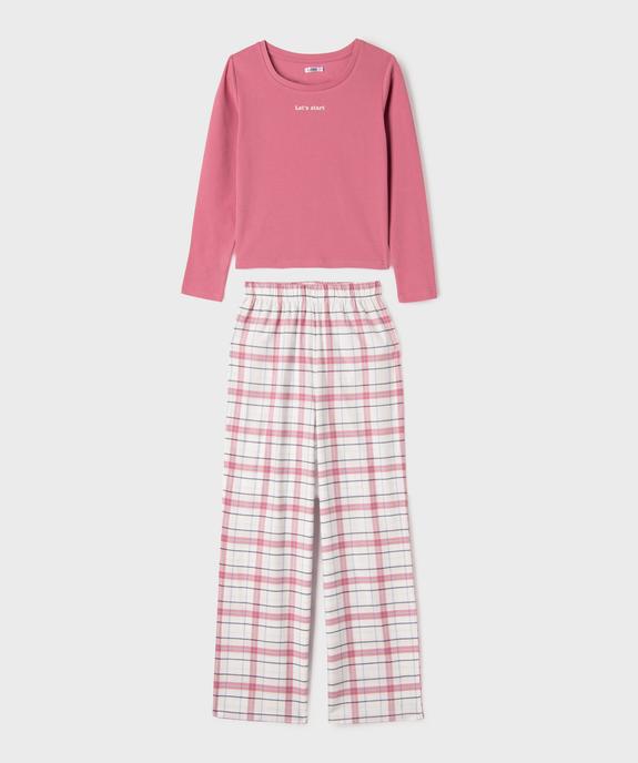 Pyjama avec pantalon à carreaux fille vue1 - GEMO (JUNIOR) - GEMO