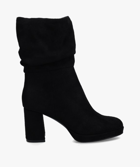 Bottines femme à talon carré dessus suédine unie vue2 - GEMO(URBAIN) - GEMO
