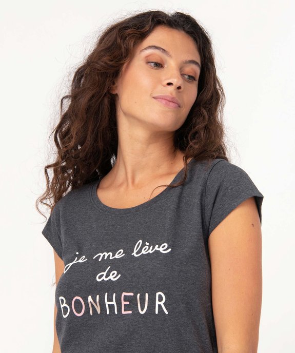 Pyjama bicolore avec message femme vue2 - GEMO 4G FEMME - GEMO