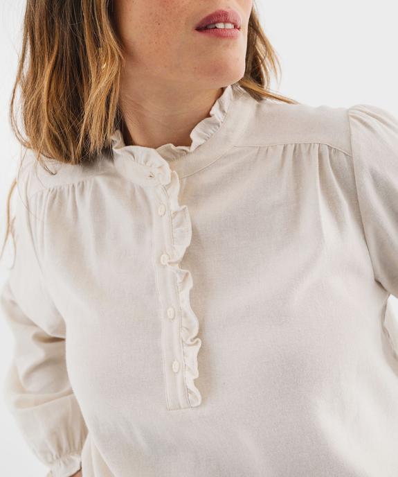 Blouse manches longues en flanelle de coton femme  vue2 - GEMO(FEMME PAP) - GEMO