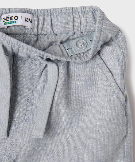 Short en lin et coton avec taille ajustable bébé garçon vue2 - GEMO(BEBE DEBT) - GEMO