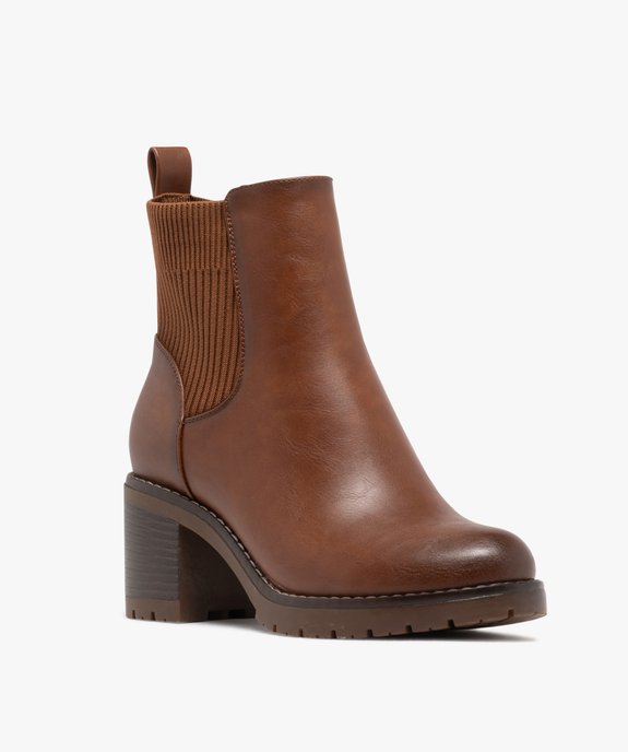 Boots à talon bloc avec tige en maille côtelée femme vue3 - 5 MILES - GEMO