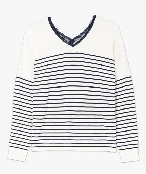 Pull femme grande taille en maille fine et col en dentelle vue4 - GEMO (G TAILLE) - GEMO