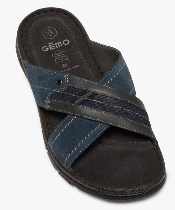 Mules homme en cuir à larges brides croisées vue5 - GEMO (CASUAL) - GEMO