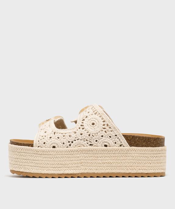 Mules à semelle plateforme tressée et brides macramé femme vue3 - 5 MILES - GEMO