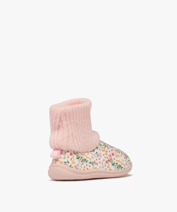 Chaussons bébé fille boots à col chaussette motif fleuri vue4 - GEMO 4G BEBE - GEMO